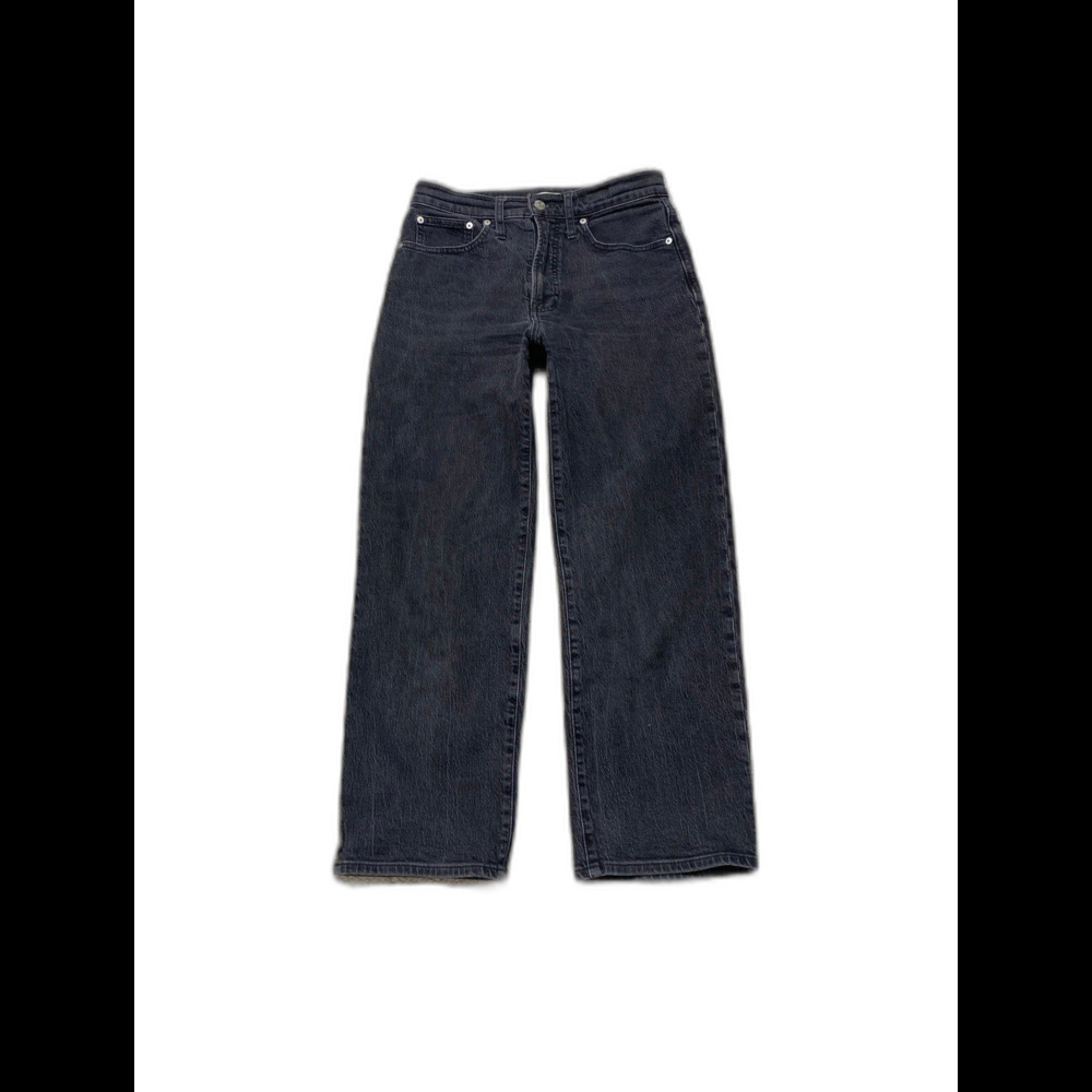 Madewell The Perfect Vintage Wide Leg Crop Jeans 27 Petite Washed Black High R - Picture 2 of 9